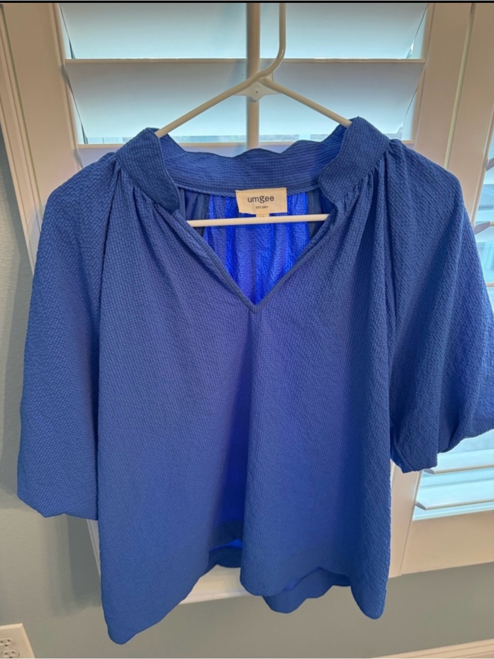 Umgee Royal Blue Textured V-Neck Blouse